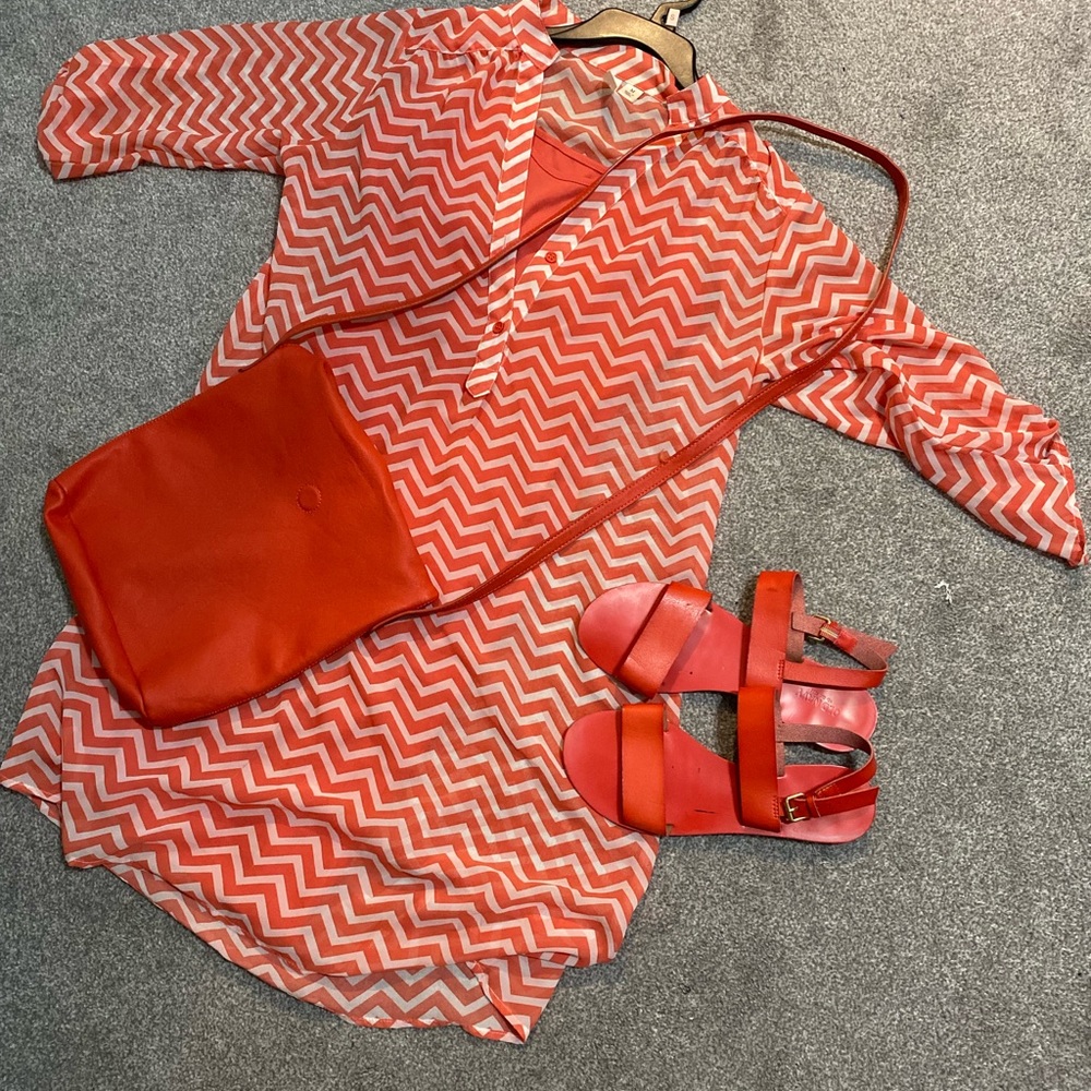 Coral Chevron dress